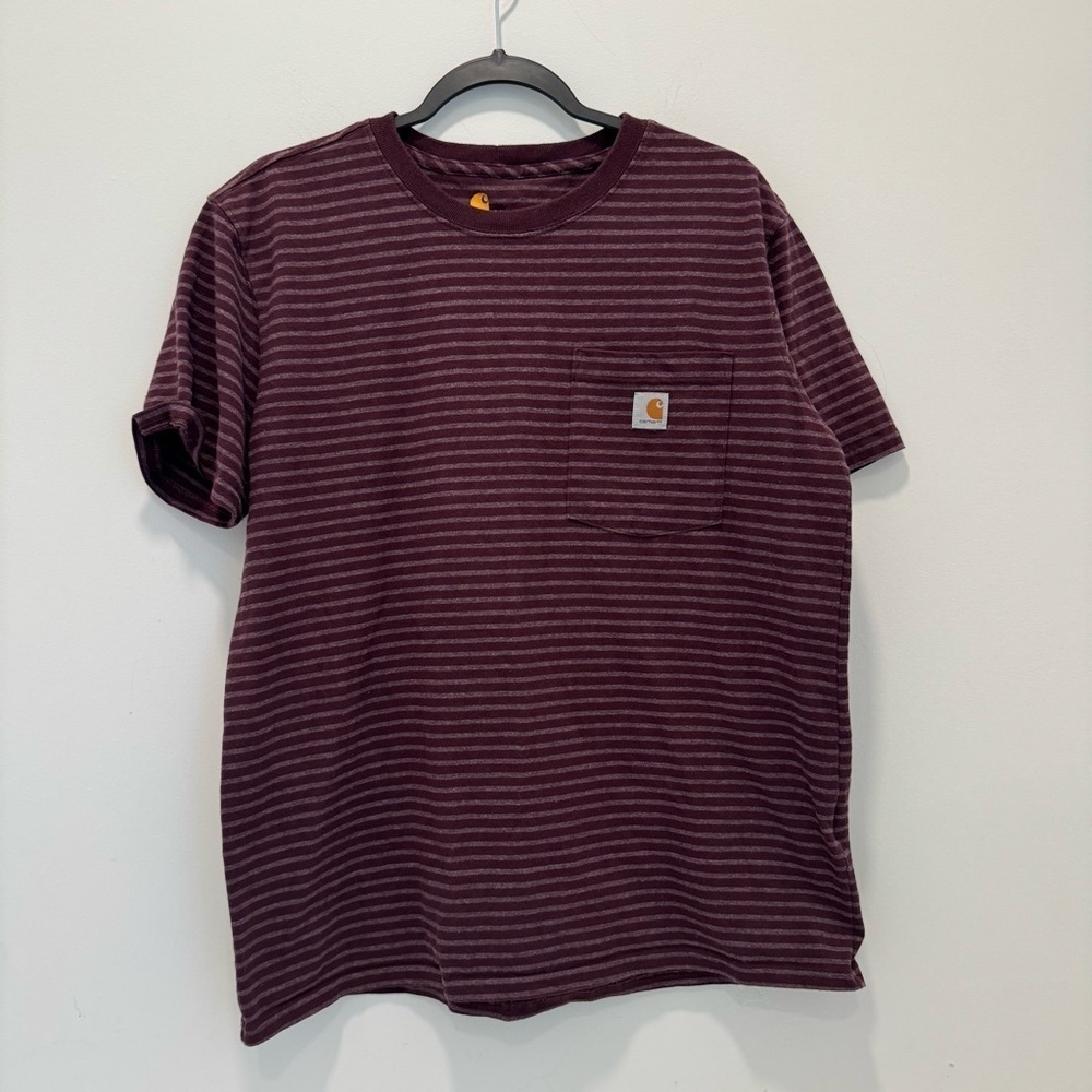 Carhartt Striped Workwear Shirt L Measurement‎ Burgundy